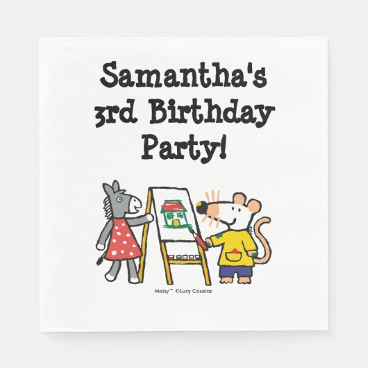 Maisy und Dotty Paint in der Vorschule Serviette (Vorderseite)