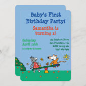 Maisy und Dotty Seesaw am Spielplatz Einladung (Vorne/Hinten)