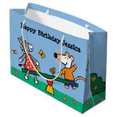 Maisy und Dotty ständiges Schwanken am Spielplatz Große Geschenktüte (Rückseite Schrägansicht)