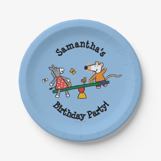 Maisy und Dotty ständiges Schwanken am Spielplatz Pappteller (Vorderseite)