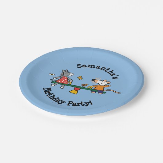 Maisy und Dotty ständiges Schwanken am Spielplatz Pappteller (Schrägansicht)