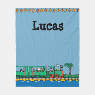 Maisy und Freunde fahren mit grünem Zug Fleecedecke