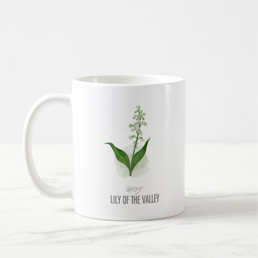 Maiveilchen-Geburtsblumen-T-Shirt Aquarell Kaffeetasse (Links)
