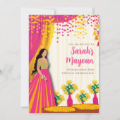 Maiyan lädt & Haldi zu Haldi ein Einladung (Vorderseite)