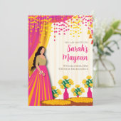 Maiyan lädt & Haldi zu Haldi ein Einladung (Stehend Vorderseite)