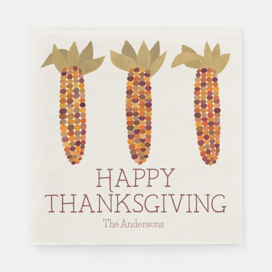 Maize or Indian Corn Happy Thanksgiving Serviette (Vorderseite)