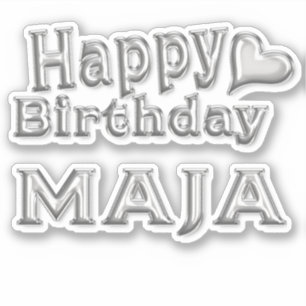 Maja Happy Birthday silver Aufkleber Sticker