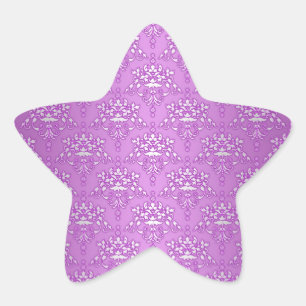 Majenta Lila Viktorianisch Damask Stern-Aufkleber