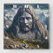 Majestät Berg der Herr ist mein Felsen Quadratische Wanduhr (Vorderseite)