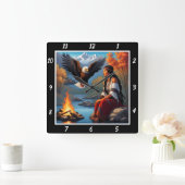 Majestät der Ureinwohner: Adlerhorst Flight River Quadratische Wanduhr (Zuhause)