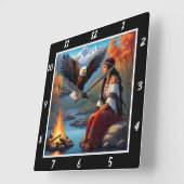 Majestät der Ureinwohner: Adlerhorst Flight River  Quadratische Wanduhr (Winkel)