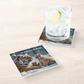 "Majestät des Schneejägers" Glasuntersetzer (Schrägansicht)