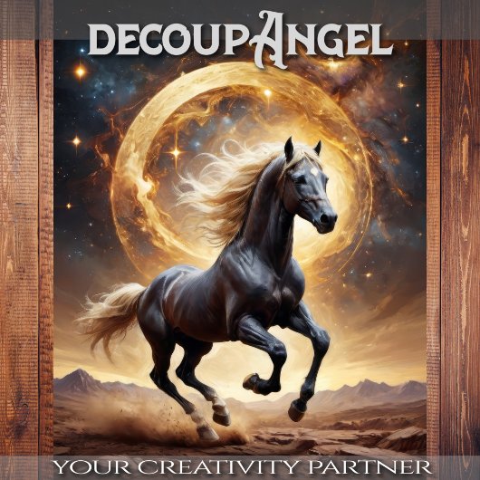 Majestät des Schwarzen Horses - Decoupage - Seidenpapier