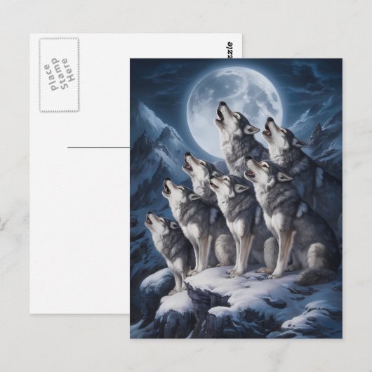 Majestät des Wolf Moon Postkarte (Vorne/Hinten)