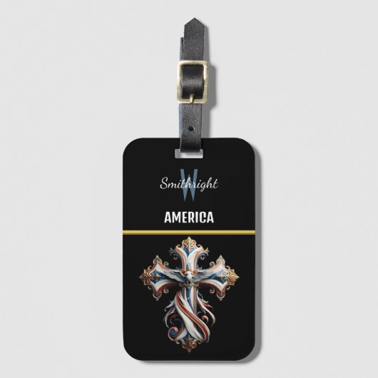 Majestät enthüllt: Adler singt über Kreuz Gepäckanhänger (Vorderseite Vertikal)