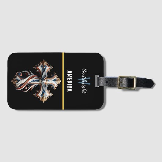 Majestät enthüllt: Adler singt über Kreuz Gepäckanhänger (Vorderseite (Horizontal))
