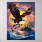 Majestät im Flug: Adler steigt über Fisch Poster (Vorne)