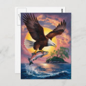 Majestät im Flug: Adler steigt über Fisch Postkarte (Vorne/Hinten)