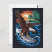 Majestät im Flug: Adler stürzt über Fisch Postkarte (Vorne/Hinten)