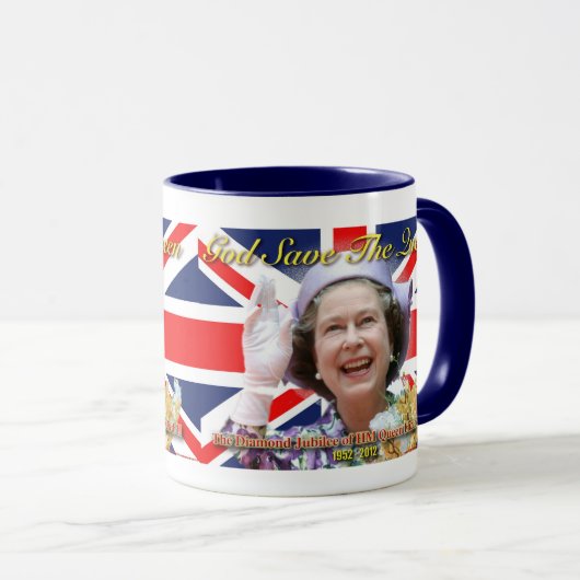 MAJESTÄT Königin Elizabeth II sechzigjähriges Tasse (VorderseiteRechts)