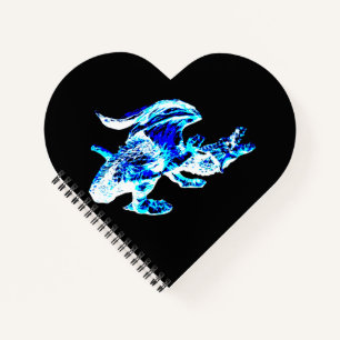 Majestätig Blauer Frost Drache Herzförmige Fantasi Notizblock