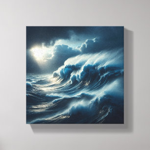 Majestätige riesige türkisfarbene Welle stürzt  Leinwanddruck