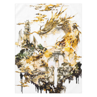 Majestätiger asiatischer Mythologie-Drache-Tempel Tischdecke