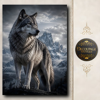 Majestätiger Bergwolf-Dekupage Seidenpapier