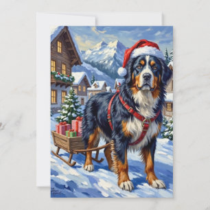 Majestätiger Berner Sennenhund Alpen-Weihnachten Feiertagskarte