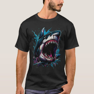 Majestätiger Blauhai Ozean-Wildlife-Kunst T-Shirt