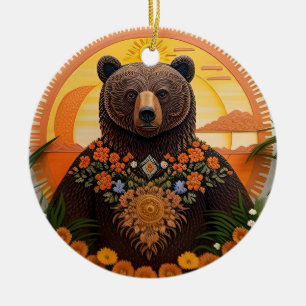 Majestätiger Braunbär Keramik Ornament