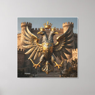 Majestätiger Doppeladler erhebt sich über das Alte Leinwanddruck