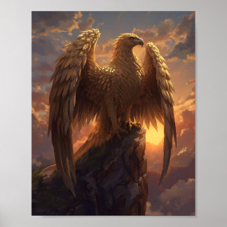 Majestätiger Goldener Adler Fantasy – Mythischer P Poster