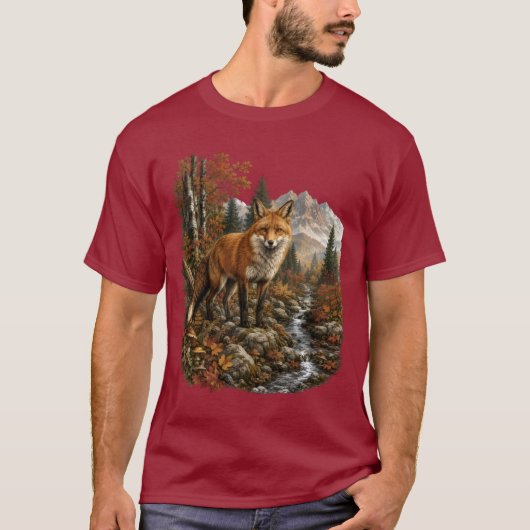 Majestätiger Herbstfuchs am Bergbach T-Shirt (Vorderseite)