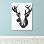 Majestätiger Hirsch Wald Doppelbelichtung Leinwand (Insitu (Holzboden))