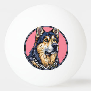 Majestätiger Hund mit kräftigen Farben Tischtennisball
