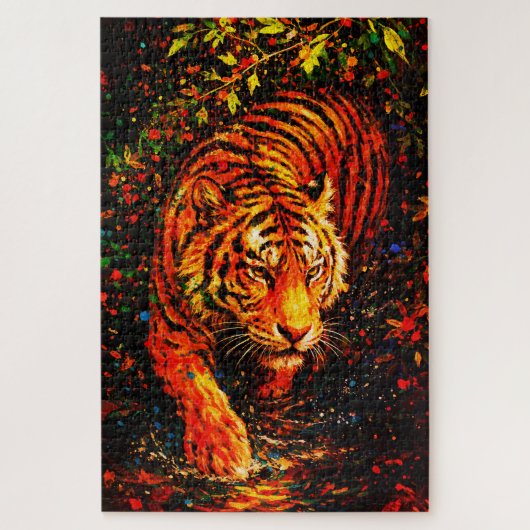 Majestätiger im Wasser Farbiger Spritzer Puzzle (Vertikal)