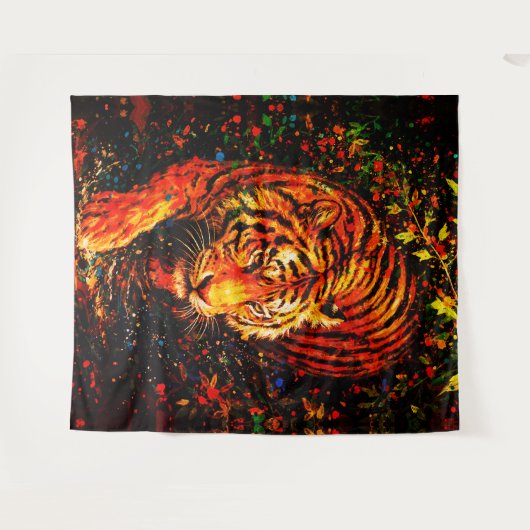 Majestätiger im Wasser Farbiger Spritzer Wandteppich (Vorderseite (Horizontal))