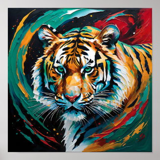 Majestätiger in abstrakten Pinselstrichen Poster