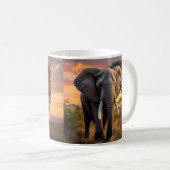 Majestätiger Löwe Doppelte Belichtung Savanne Sonn Kaffeetasse (VorderseiteRechts)