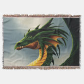 Majestätiger Smaragdgrüner Drache Fantasy Decke (Vorderseite)