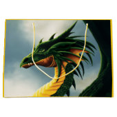 Majestätiger Smaragdgrüner Drache Fantasy Große Geschenktüte (Vorderseite)