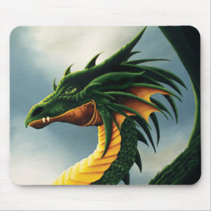 Majestätiger Smaragdgrüner Drache Fantasy Mousepad