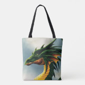 Majestätiger Smaragdgrüner Drache Fantasy Tasche (Rückseite)