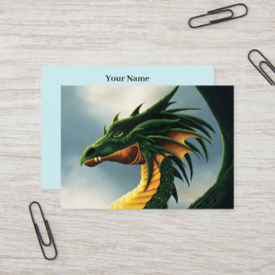 Majestätiger Smaragdgrüner Drache Fantasy Visitenkarte