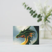 Majestätiger Smaragdgrüner Drache Fantasy Visitenkarte (Stehend Vorderseite)