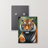 Majestätiger Tiger im Dschungel Button (Vorderseite/Rückseite)