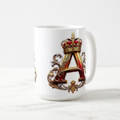Majestätiger verzierter Buchstabe A mit Krone Kaffeetasse (VorderseiteRechts)