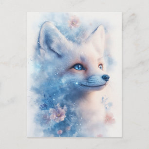 Majestätiger Weißfuchs in blühendem Blauem Kosmos Postkarte