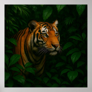 Majestätiges bengalisches Tiger-Dschungelporträt W Poster